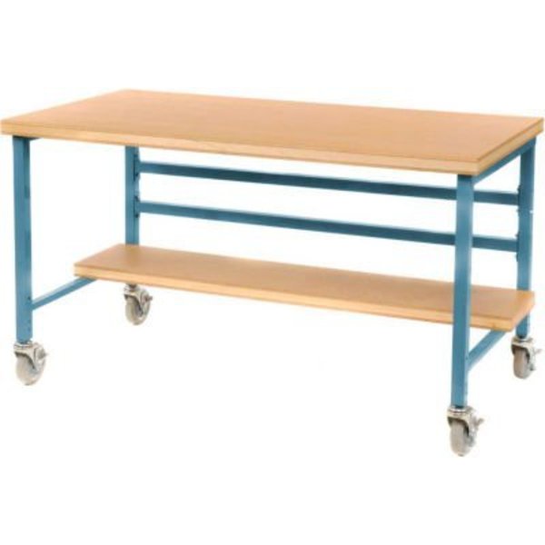 Built Rite Br Built-Rite Mobile Workbench w/ Shop Top Square Edge, 72"W x 30"D, Blue DSM3063426-BL